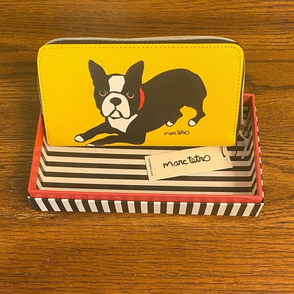 Marc Tetro Yellow Boston Terrier Wallet - Picture 1 of 5